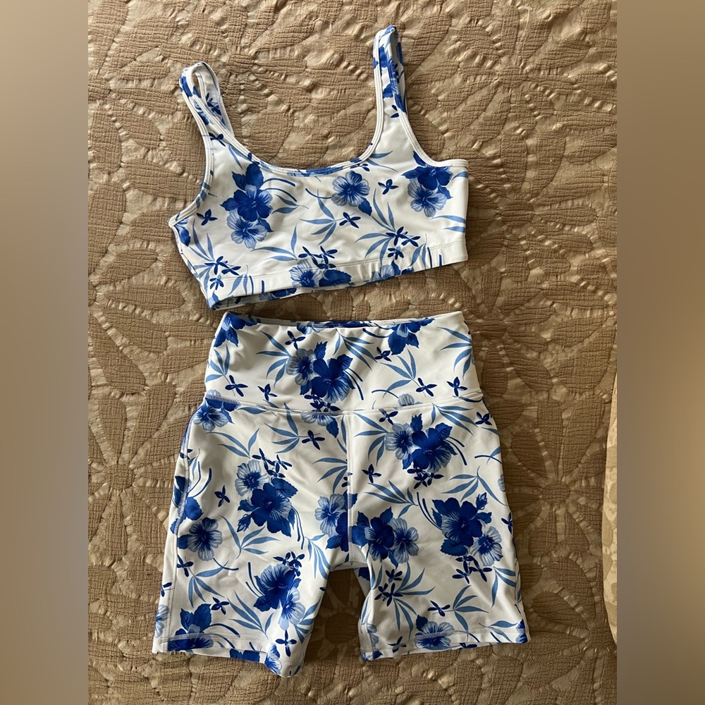 LoveShackFancy Blue White Floral Athletic Set